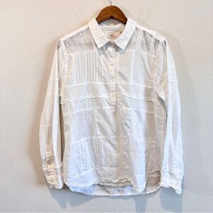 Dylan Boho Patchwork White Button Down Cottagecore Cotton Shirt M Boho Chic